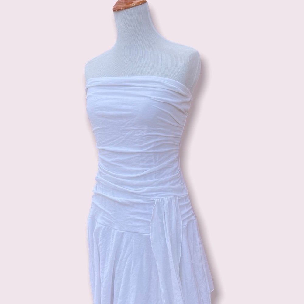 White strapless Hot Kiss y2k ruched mini dress - Picture 2 of 4